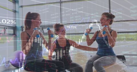 Fitness and Finance: Women Exercising with Overlay of Financial Data