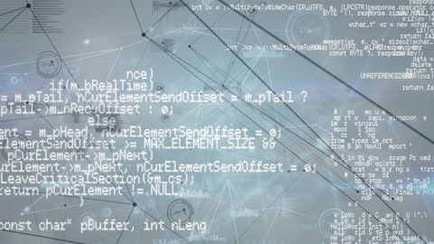 Complex Data Code Overlay on Financial Analysis Background