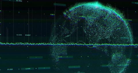 Digital Globe with Financial Data Overlay on Black Background - Download Free Stock Images Pikwizard.com
