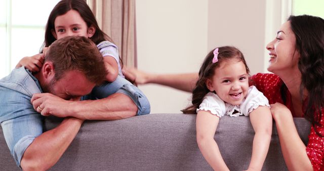 Happy Family Bonding Together in Living Room - Download Free Stock Images Pikwizard.com