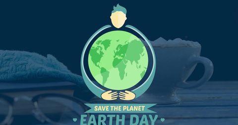 Earth Day Concept with Coffee and Digital Interface