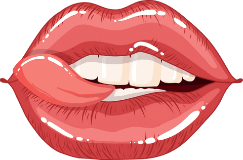 glossy pink 3d cartoon lips with curling tongue illustrating stylish expression - Download Free Stock Videos Pikwizard.com
