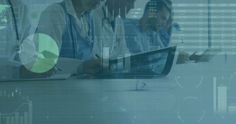 Healthcare team analyzing medical data in hospital