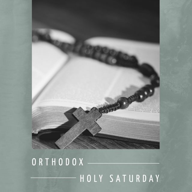 Orthodox Holy Saturday Bible with Rosary and Cross - Download Free Stock Templates Pikwizard.com