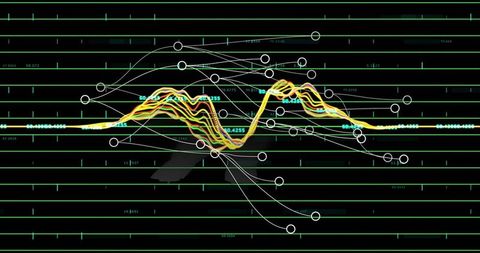 Pulse waveform display with connected data nodes on grid