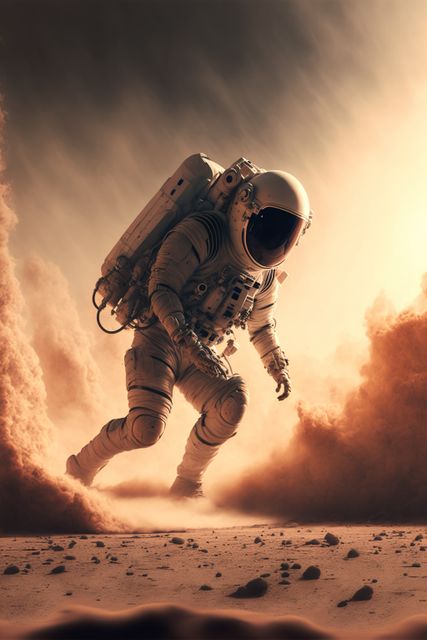Astronaut exploring planet mars with dust, created using generative ai technology - Download Free Stock Photos Pikwizard.com