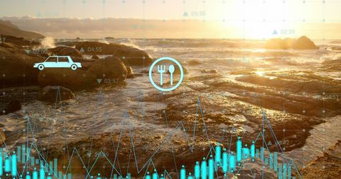 Innovative Digital Ecology Interface Over Serene Coastal Landscape - Download Free Stock Images Pikwizard.com