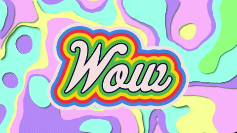 Vibrant Wow Text with Rainbow Pop Art Background