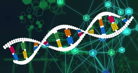 colorful dna helix on digital data background - Download Free Stock Images Pikwizard.com