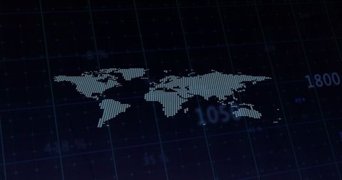 Abstract Digital World Map with Data Analysis Theme - Download Free Stock Images Pikwizard.com