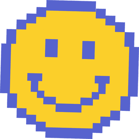 Pixel Art Smiling Face on Transparent Background