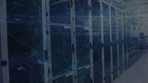 Abstract Network of Data Lines over Modern Server Room