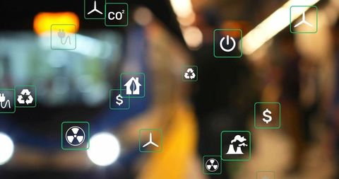 Sustainable Transport Concept with Eco-Friendly Icons in Metro