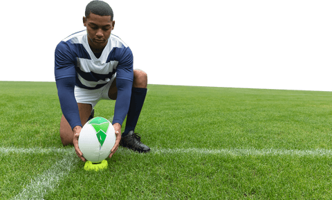 Transparent Rugby Player Preparing to Kick Ball on Sports Field - Download Free Stock Videos Pikwizard.com
