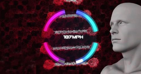 digital interface speedometer over dna strand with futuristic avatar - Download Free Stock Images Pikwizard.com