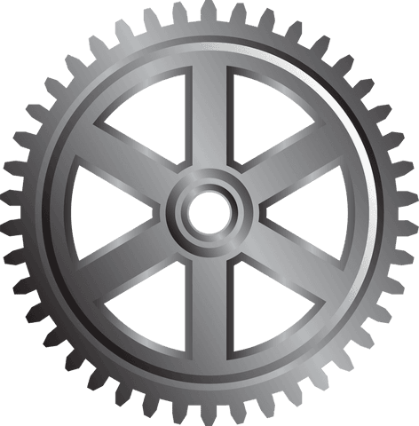 Metallic cogwheel with transparent background in 3d render