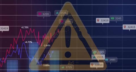 financial data analysis overlaid on warning sign - Download Free Stock Images Pikwizard.com