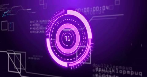 Futuristic Purple HUD with Digital Data Integrations