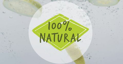 100 Percent Natural Label with Fresh Fruit and Water Splash