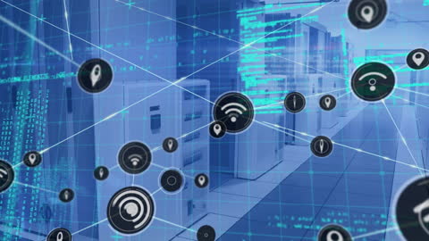 Digital Datacenter with Network Connection Animation