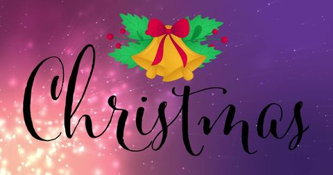 Christmas Celebration Text with Festive Art on Purple Background