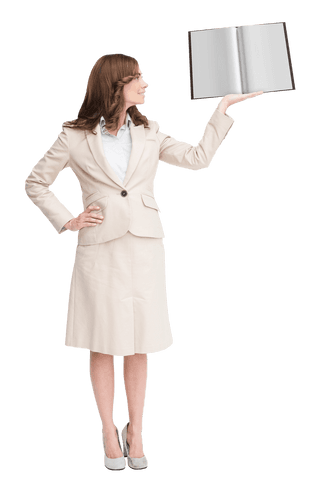 transparent businesswoman presenting a blank book - Download Free Stock Videos Pikwizard.com