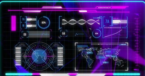 Futuristic Data Processing Interface with Graphs and Maps - Download Free Stock Images Pikwizard.com