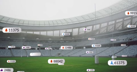 Empty Stadium Surrounded by Floating Social Media Icons