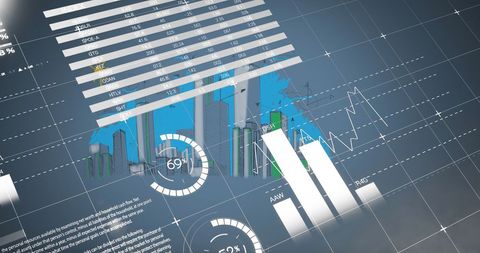 Digital Data Visualization Overlapping Modern Cityscape - Download Free Stock Images Pikwizard.com