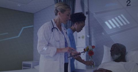 Doctor and Nurse Providing Care to Hospitalized Patient