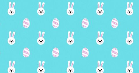 Cute Easter Bunny and Egg Pattern on Turquoise Background - Download Free Stock Images Pikwizard.com
