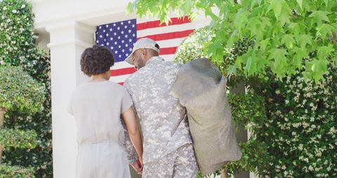Soldier Returning Home to Family Embrace on Reunion Day