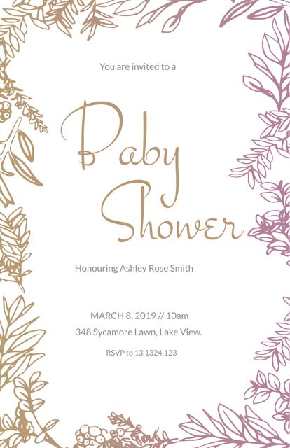 Elegant Botanical Baby Shower Invitation with Floral Accents - Download Free Stock Templates Pikwizard.com