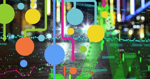 City Lights Blending with Data Visualization Futuristic Concept