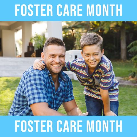 Father with Son Celebrating Foster Care Month in Park