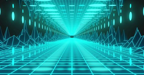 Futuristic Green Neon Digital Tunnel with Cyber Patterns - Download Free Stock Images Pikwizard.com