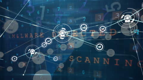 Cybersecurity Network Showing Malware Threat Detection Concept