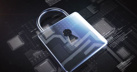 Cybersecurity Padlock on Digital Interface with Data Processing Elements - Download Free Stock Images Pikwizard.com