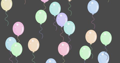 Colorful Balloons on Grey Background Celebrating