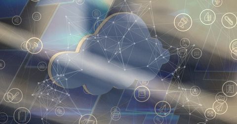 Digital Cloud Network with Technology Icons - Download Free Stock Images Pikwizard.com