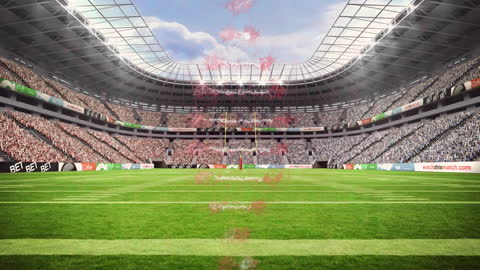 Digital Data Visualization Overlay in Expansive Sports Stadium