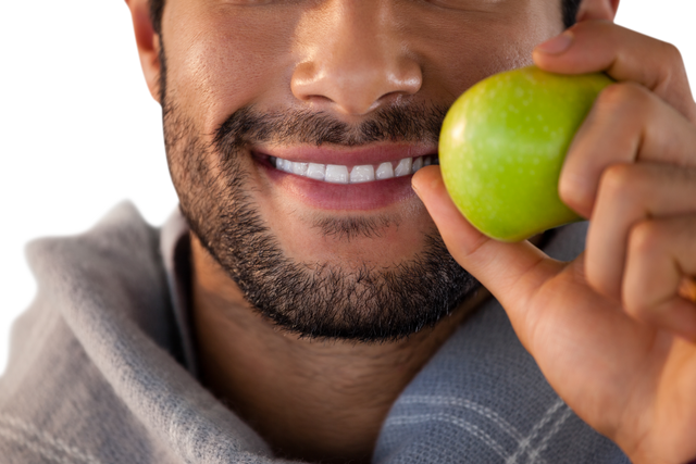 Close-Up of Smiling Man Holding Green Apple, Transparent Background - Download Free Stock Videos Pikwizard.com