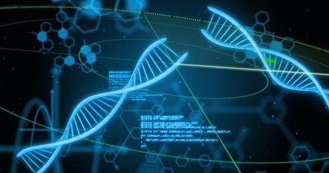Futuristic DNA and Data Processing Technology Overlay - Download Free Stock Images Pikwizard.com