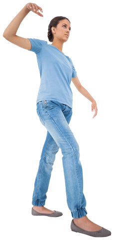 focused woman balancing mid-walk transparent background - Download Free Stock Videos Pikwizard.com