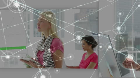 Diverse Businesspeople Connected Through Digital Interface Network