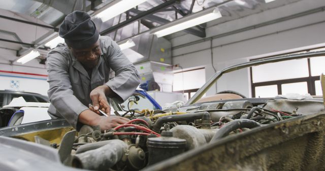 Experienced Mechanic Repairing Vehicle Engine in Auto Body Shop - Download Free Stock Images Pikwizard.com