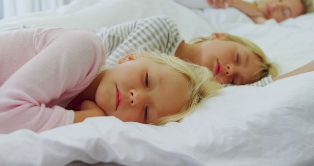 Peaceful Family Sleeping Together in Cozy Bed at Morning - Download Free Stock Images Pikwizard.com