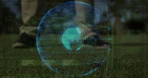 Soccer Player with Holographic Global Interface on Sports Field