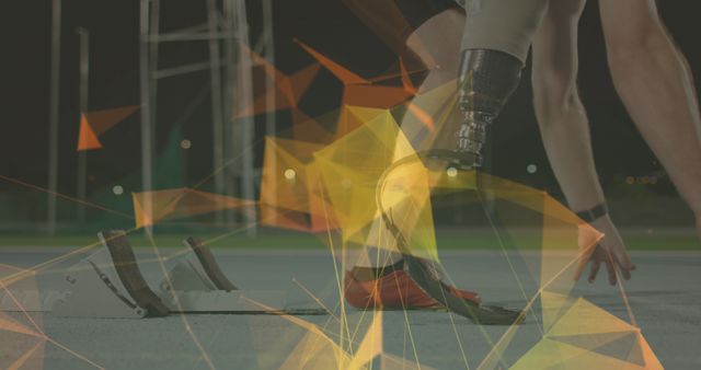 Paralympic Runner Preparing for Race Using Prosthetic Limbs at Night - Download Free Stock Images Pikwizard.com