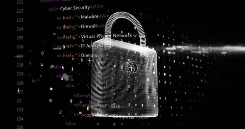 Digital Padlock Symbolizing Cybersecurity with Binary Code Overlay - Download Free Stock Images Pikwizard.com